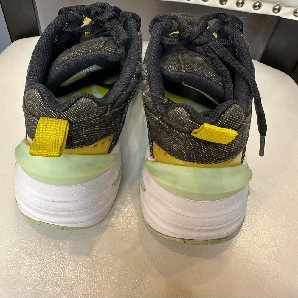 Nike Womens M2K Tekno Black Twill Denim Size 7 BV0970 001 Yellow Mint Colorway